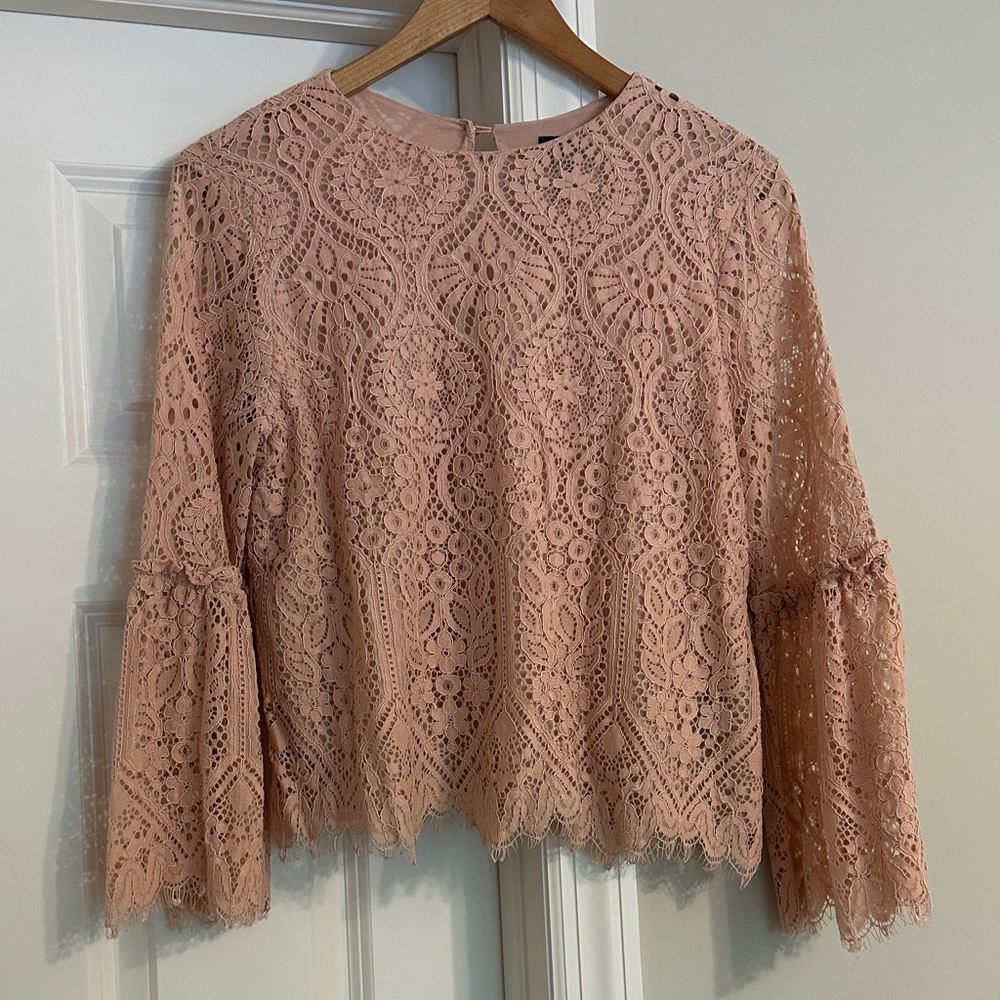 Worthington Elegant Lace Blouse in Blush